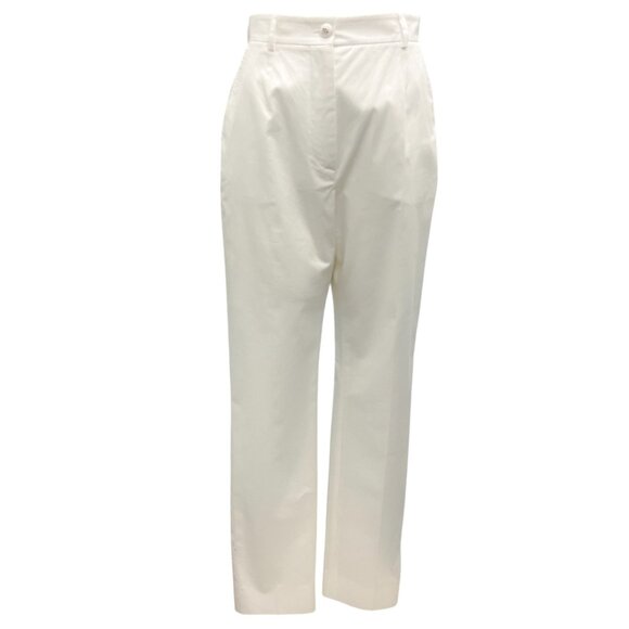 Dolce & Gabbana White Tailored Cotton Poplin Straight Leg Pants - Picture 1 of 5